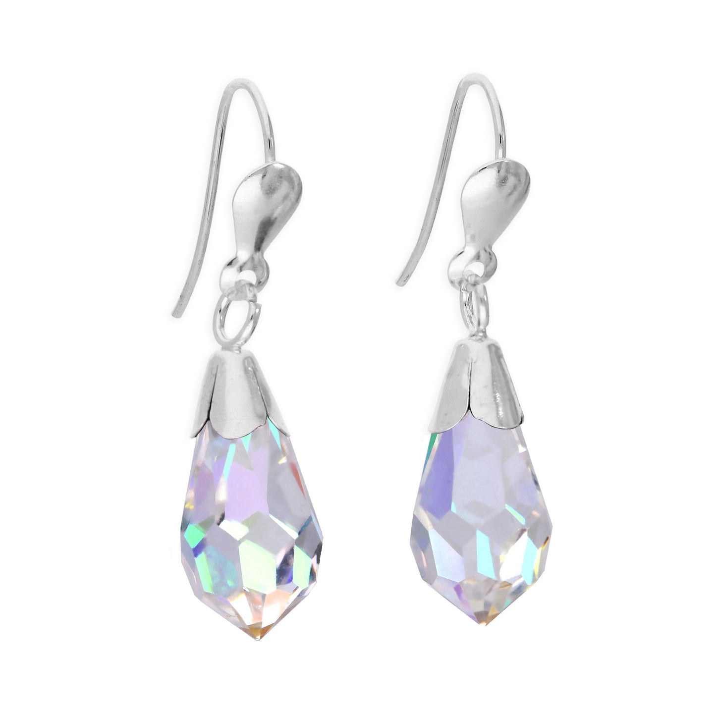 Boucles d'oreilles pendantes en argent sterling et cristal - 6 couleurs