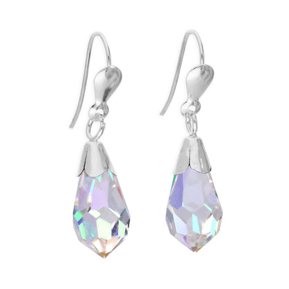 Boucles d'oreilles pendantes en argent sterling et cristal - 6 couleurs