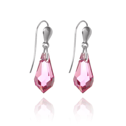 Boucles d'oreilles pendantes en argent sterling et cristal - 6 couleurs