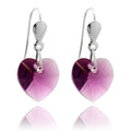 Boucles d'oreilles cœur en argent sterling et cristal CZ 10 mm - 5 couleurs