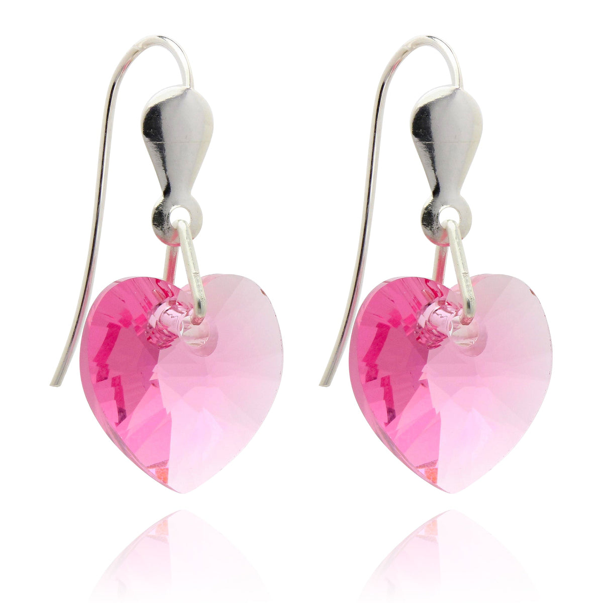 Boucles d'oreilles cœur en argent sterling et cristal CZ 10 mm - 5 couleurs