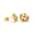 Boucles d'oreilles à tige en or 9 carats avec chardon écossais