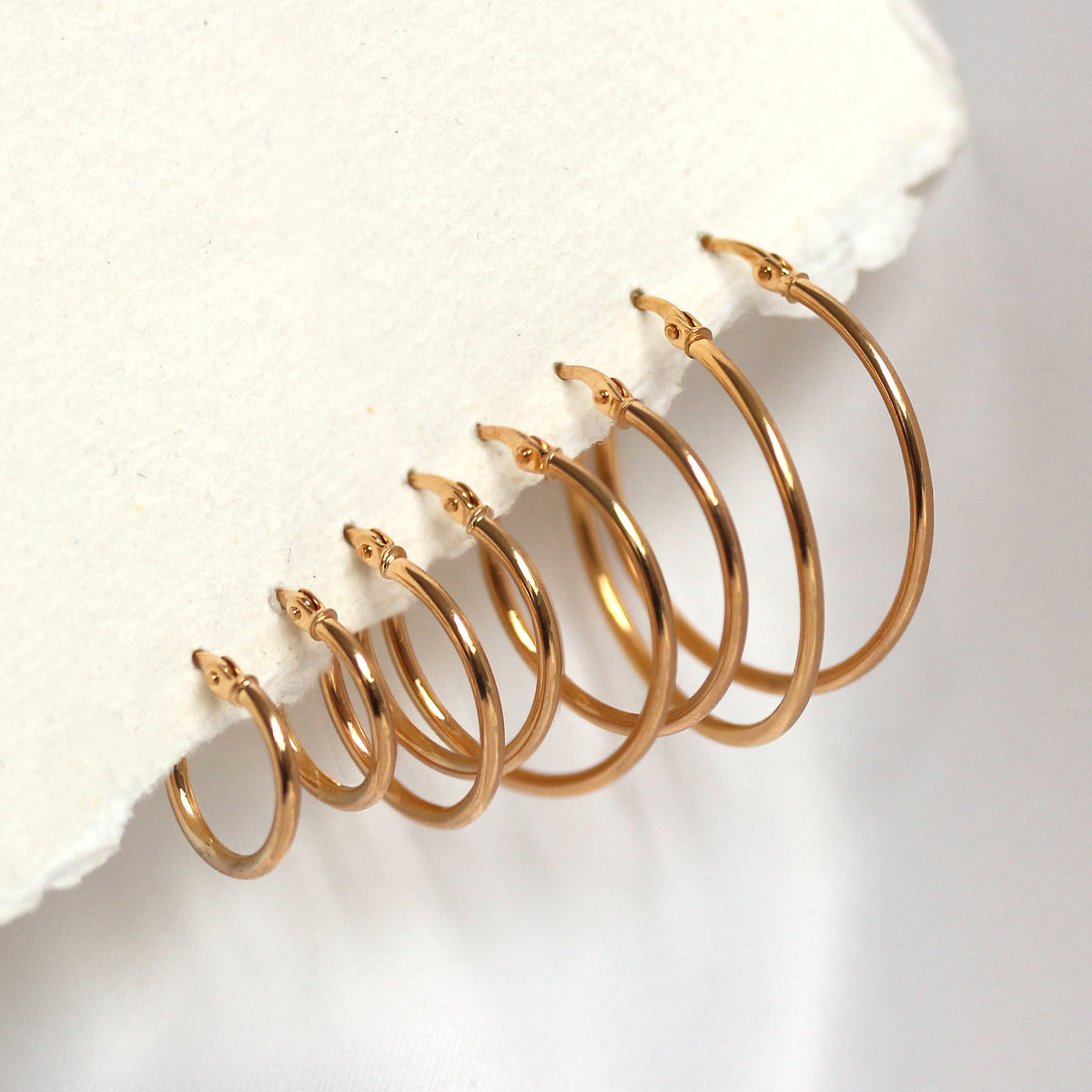Boucles d'oreilles créoles à clipser en or 9 carats - 10 mm - 24 mm
