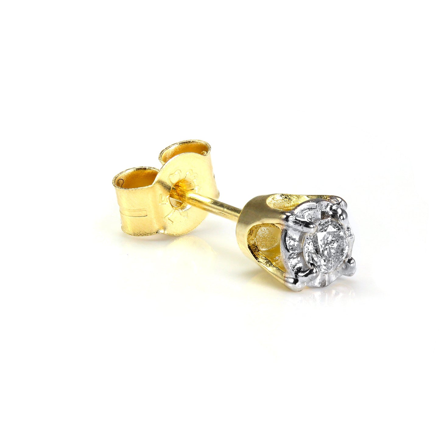 Boucles d'oreilles à tige carrées en or 9 carats et diamant 0,05 carat pour homme