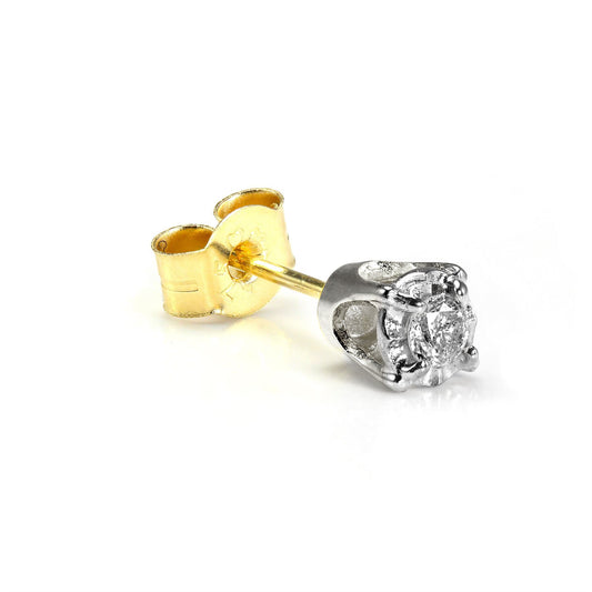 Boucles d'oreilles à tige carrées en or 9 carats et diamant 0,05 carat pour homme