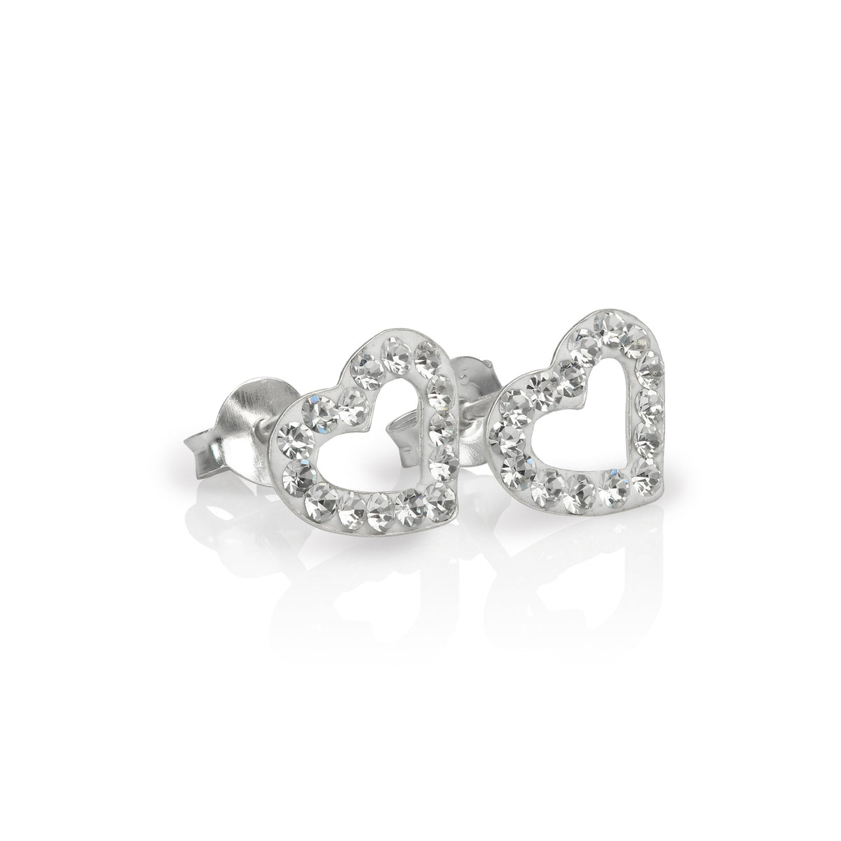 Boucles d'oreilles à tige en argent sterling et cristaux CZ en forme de cœur ouvert - 6 couleurs