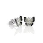 Boucles d'oreilles papillon plates en argent sterling et émail