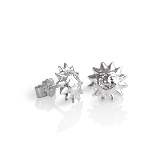 Boucles d'oreilles à tige en argent sterling avec visage de soleil