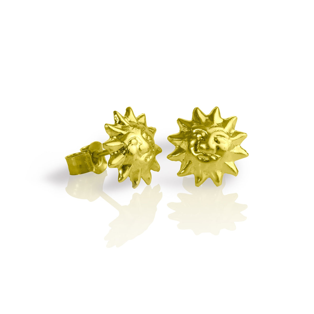 Boucles d'oreilles à tige en or 9 carats avec visage de soleil