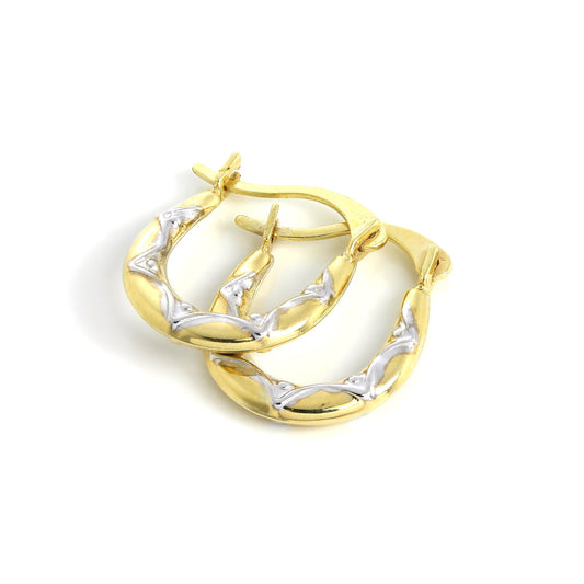 Boucles d'oreilles créoles en or blanc et jaune 9 carats de 11 mm