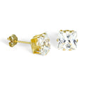 Boucles d'oreilles à tige en or 9 carats et cristal CZ transparent carré de 6 mm