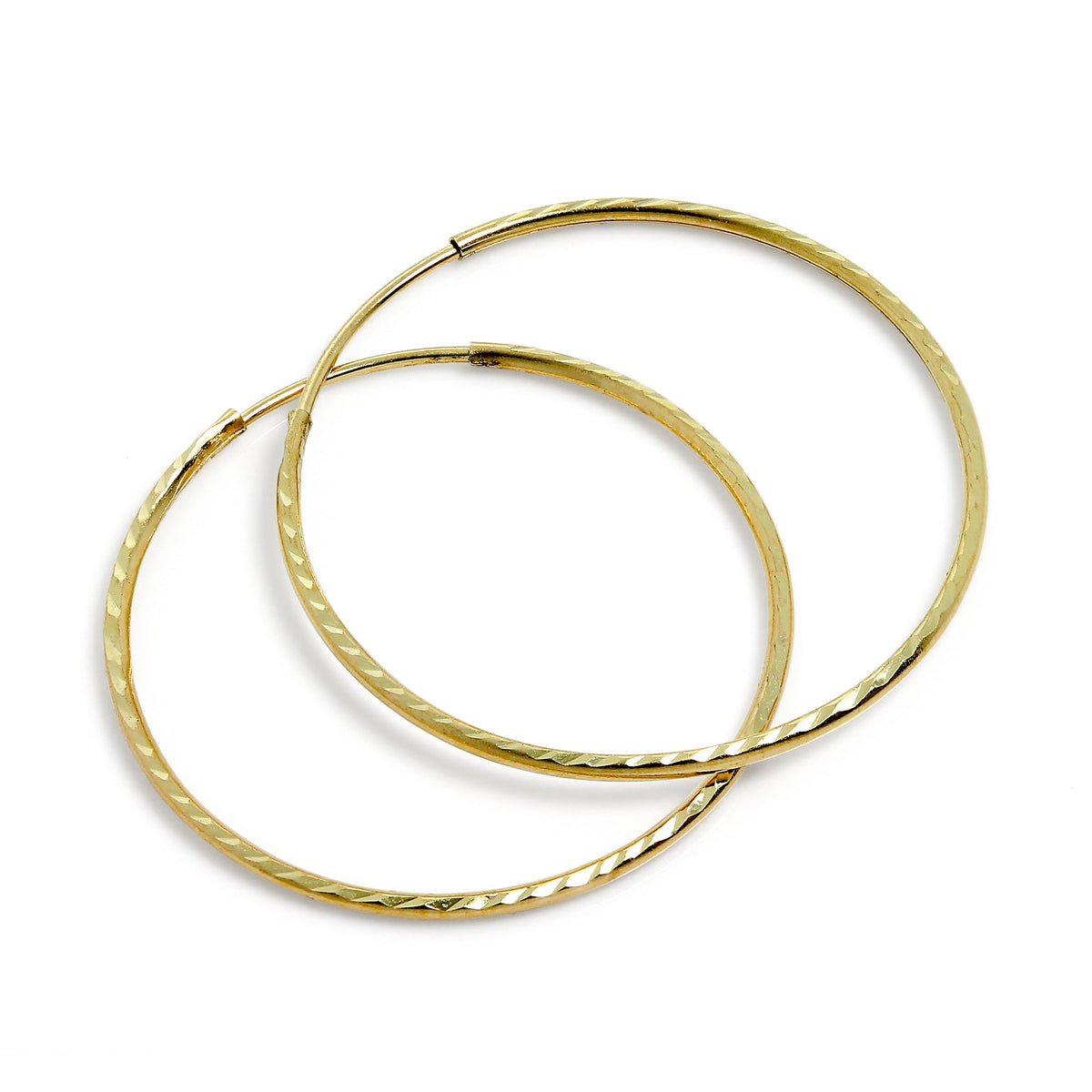 Boucles d'oreilles créoles légères en or 9 carats taille diamant de 18 mm
