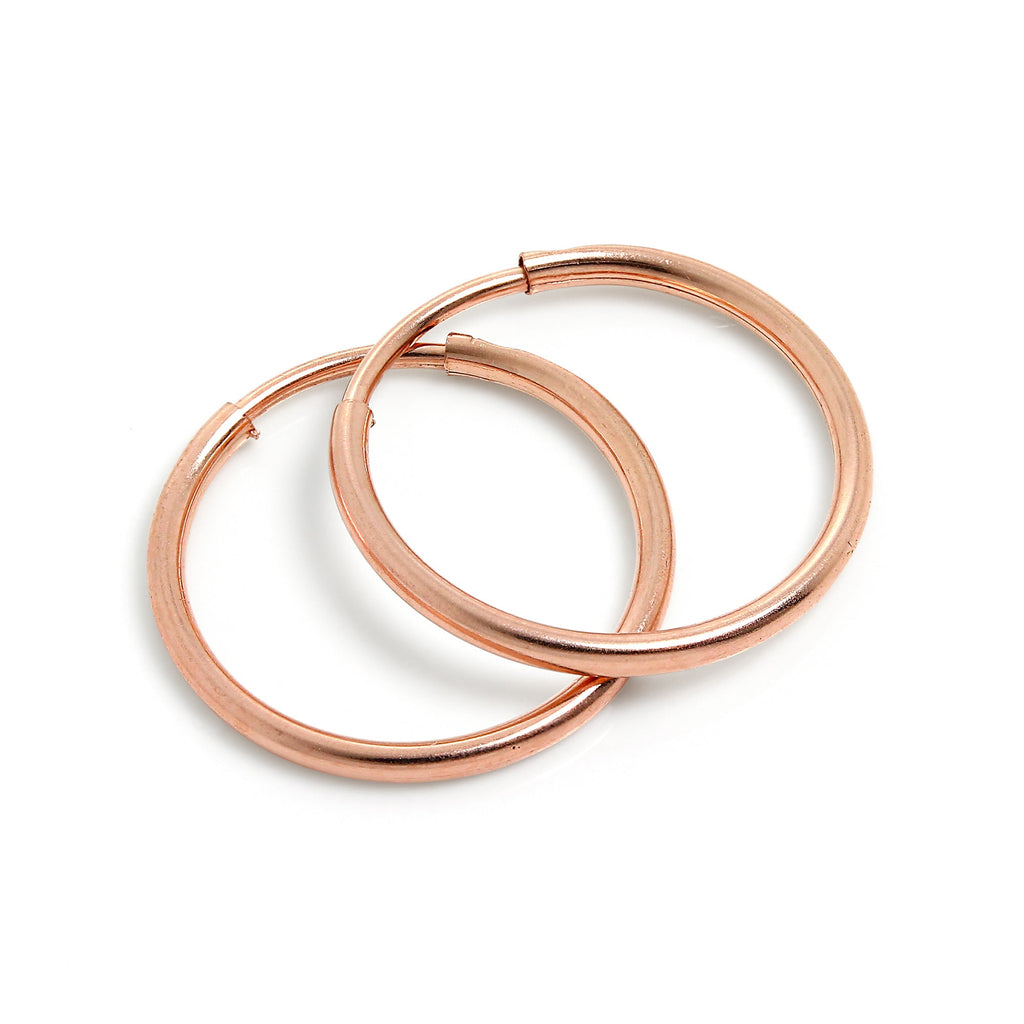 Boucles d'oreilles créoles dormeuses en or rose 9 carats de 14 mm