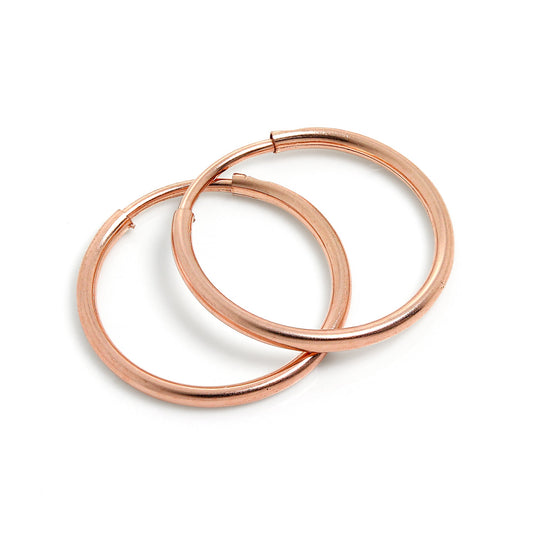 Boucles d'oreilles créoles dormeuses en or rose 9 carats de 14 mm