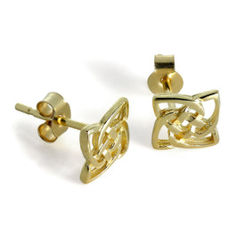 Boucles d'oreilles à tige carrées en or 9 carats avec nœud celtique