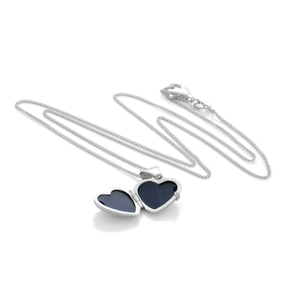 Petit médaillon en forme de cœur gravé en argent sterling sur chaîne