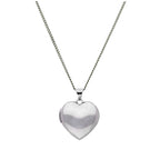 Médaillon en forme de cœur gravable en or blanc 9 carats sur chaîne de 40 à 45 cm