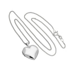 Médaillon en forme de cœur gravable en or blanc 9 carats sur chaîne de 40 à 45 cm