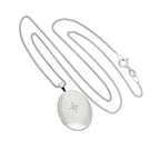 Médaillon ovale en or blanc 9 carats et diamants avec motif étoile brillante, 40 à 45 cm