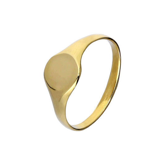 Chevalière ronde pour enfant en or 9 carats, gravable, tailles A à H