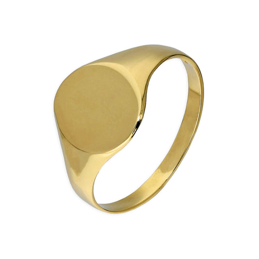 Chevalière ronde en or 9 carats pour femme, gravable, tailles L à Q