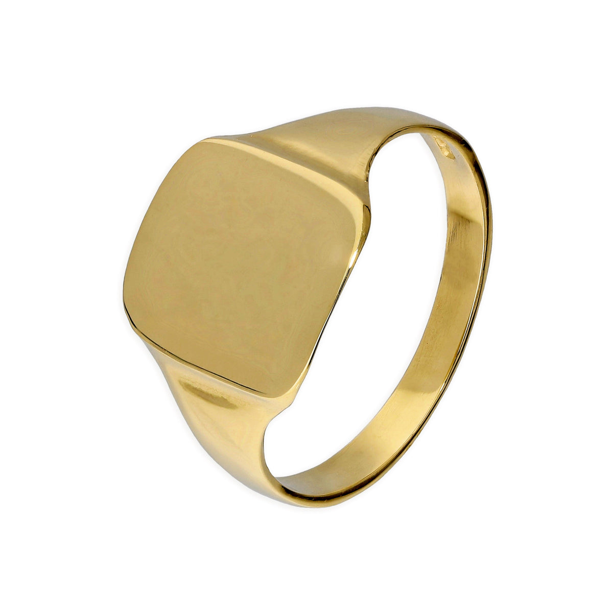 Chevalière carrée en or 9 carats pour homme, grande taille, gravable, tailles 59 à 65