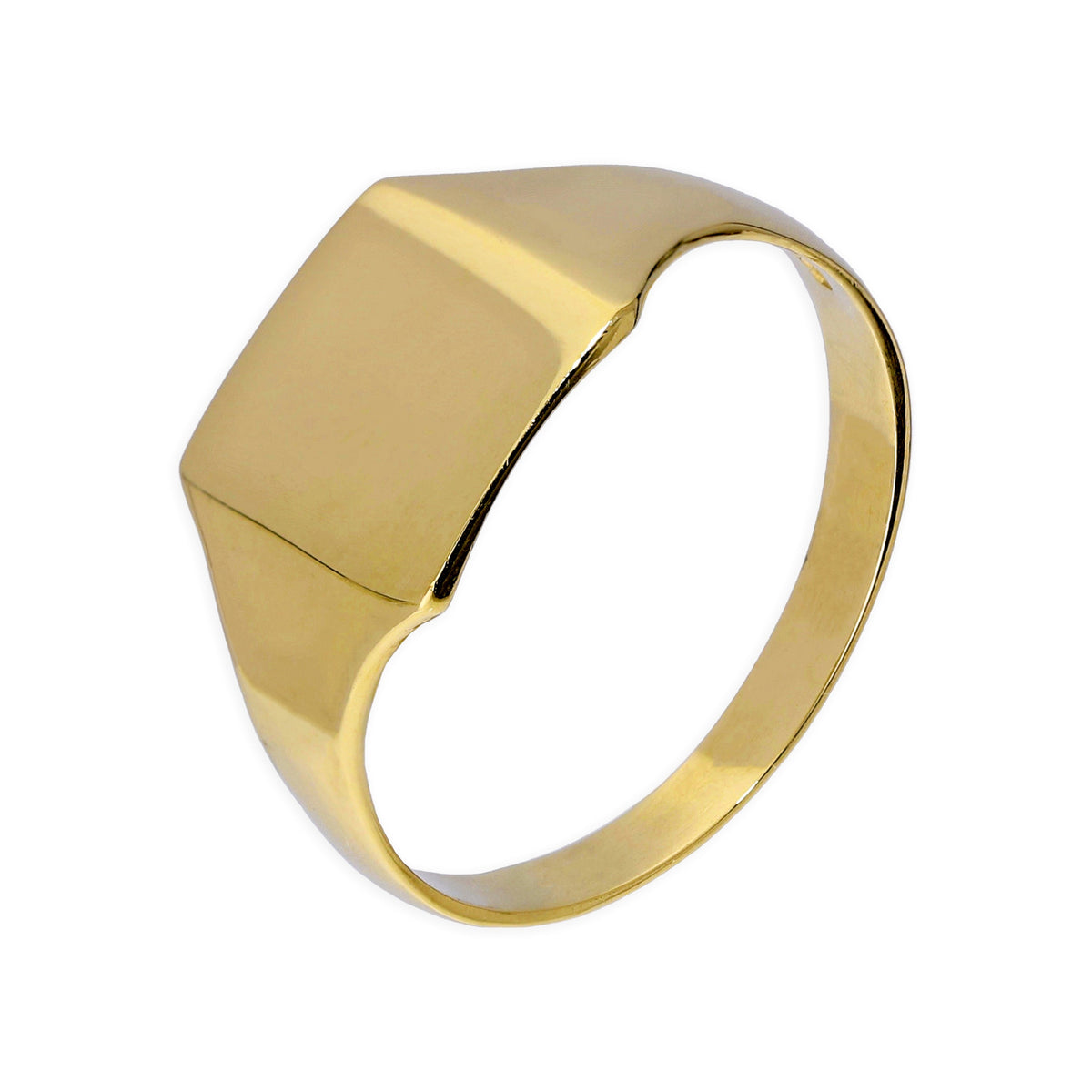 Chevalière carrée en or 9 carats pour homme, grande taille, gravable, tailles 59 à 65