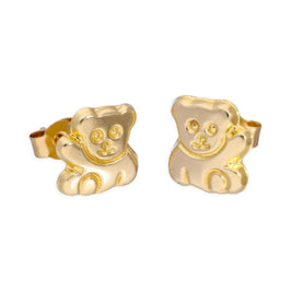 Boucles d'oreilles à tige en or 9 carats en forme d'ours en peluche ondulant