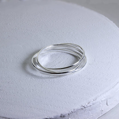 Bagues triples entrelacées en argent sterling