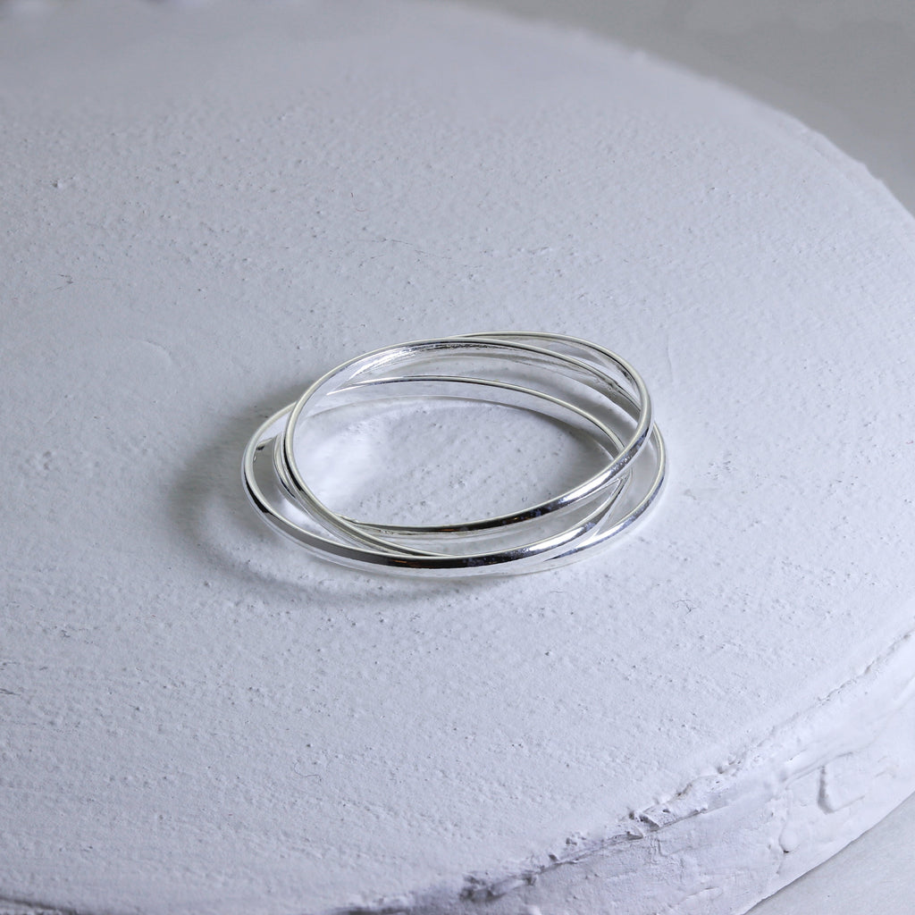 Bagues triples entrelacées en argent sterling