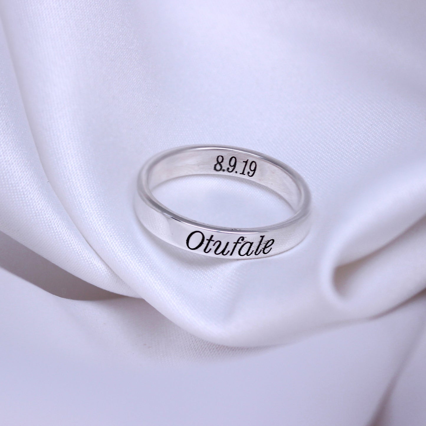 Bague en argent sterling fabriquée à la main de 6 mm