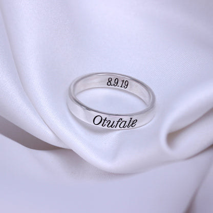 Bague en argent sterling fabriquée à la main de 6 mm