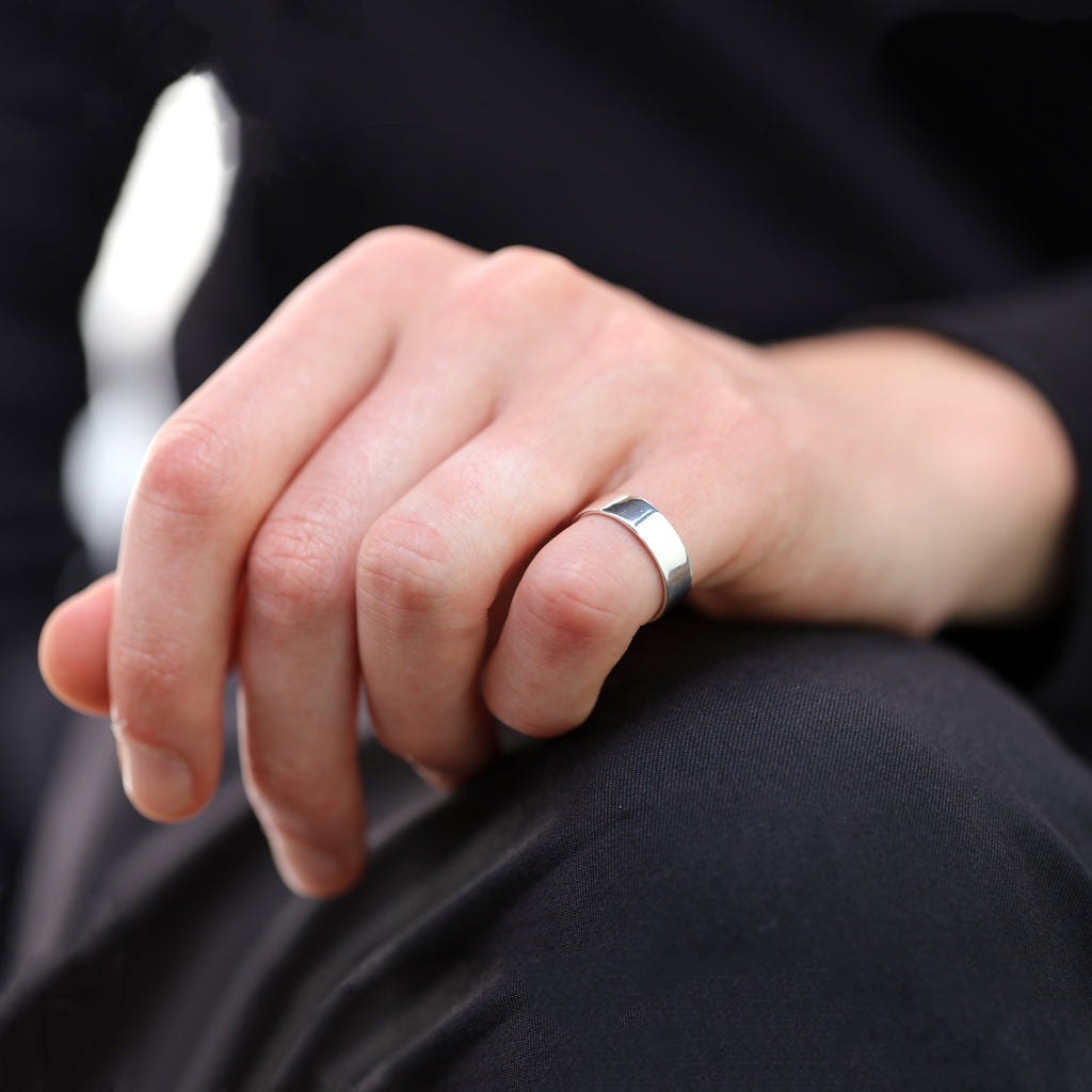 Bague en argent sterling fabriquée à la main de 6 mm