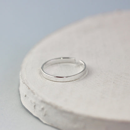 Bague d'orteil unie réglable en argent sterling de 2 mm