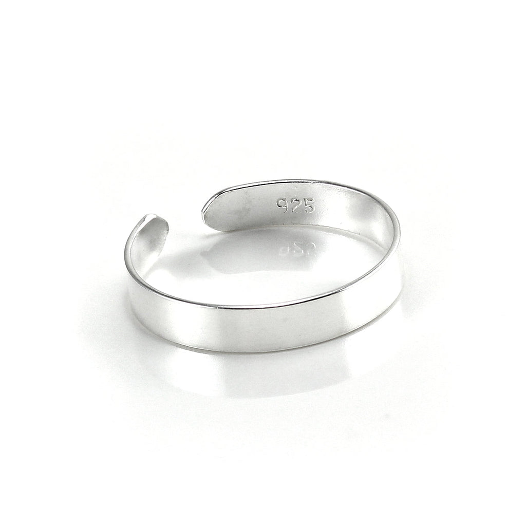 Bague d'orteil unie réglable en argent sterling de 2 mm
