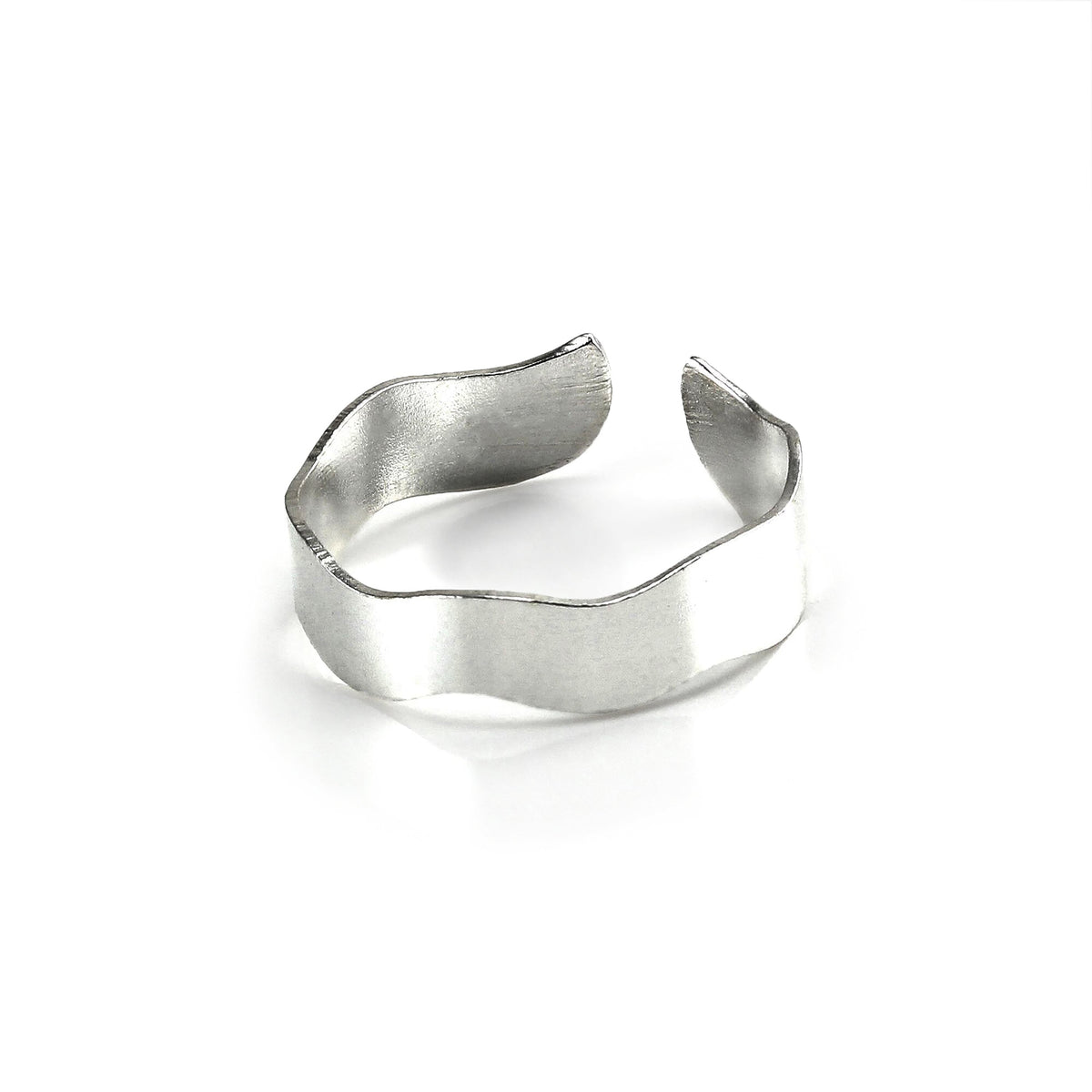 Bague d'orteil ondulée réglable en argent sterling de 5 mm