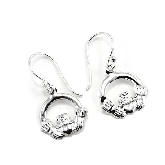 Boucles d'oreilles pendantes celtiques Claddagh en argent sterling
