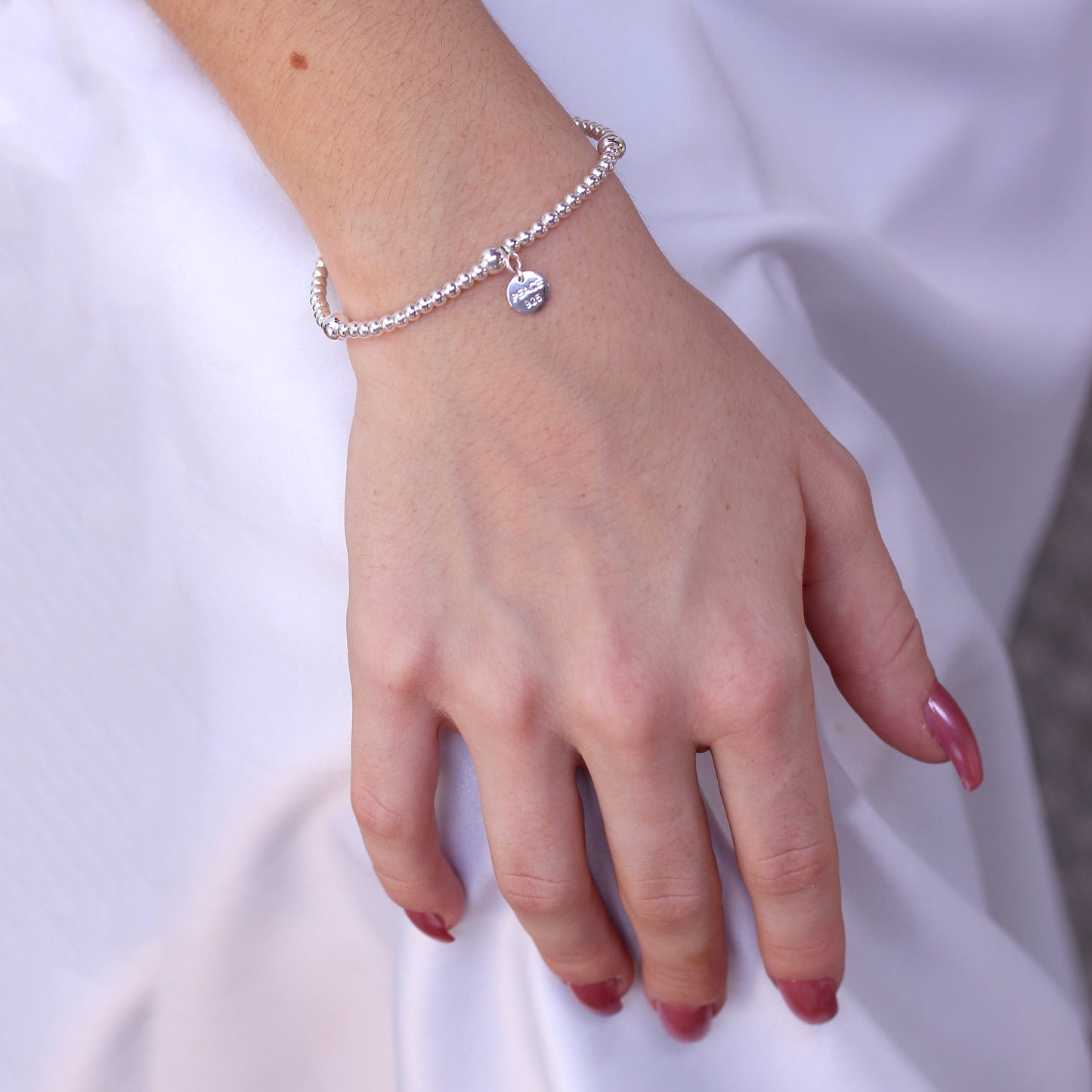 Bracelet à breloques extensible en argent sterling avec perles