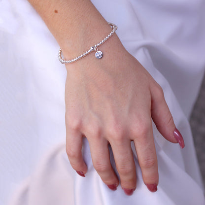 Bracelet à breloques extensible en argent sterling avec perles