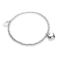 Bracelet extensible en argent sterling avec breloque en forme de cœur et perles