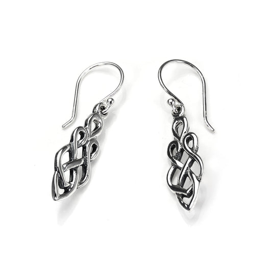 Boucles d'oreilles pendantes en argent sterling avec nœud celtique