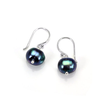 Boucles d'oreilles pendantes en argent sterling avec perles d'eau douce de 9 mm