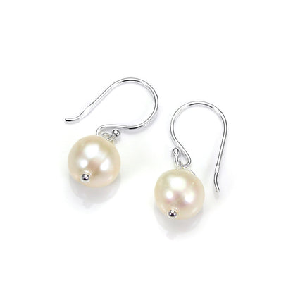 Boucles d'oreilles pendantes en argent sterling avec perles d'eau douce de 9 mm