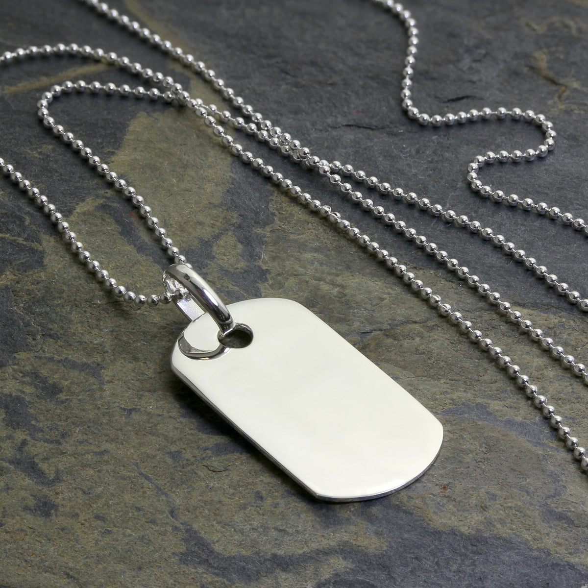 Collier avec pendentif en argent sterling avec plaque d'identité gravée