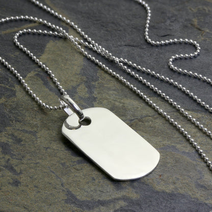 Collier avec pendentif en argent sterling avec plaque d'identité gravée