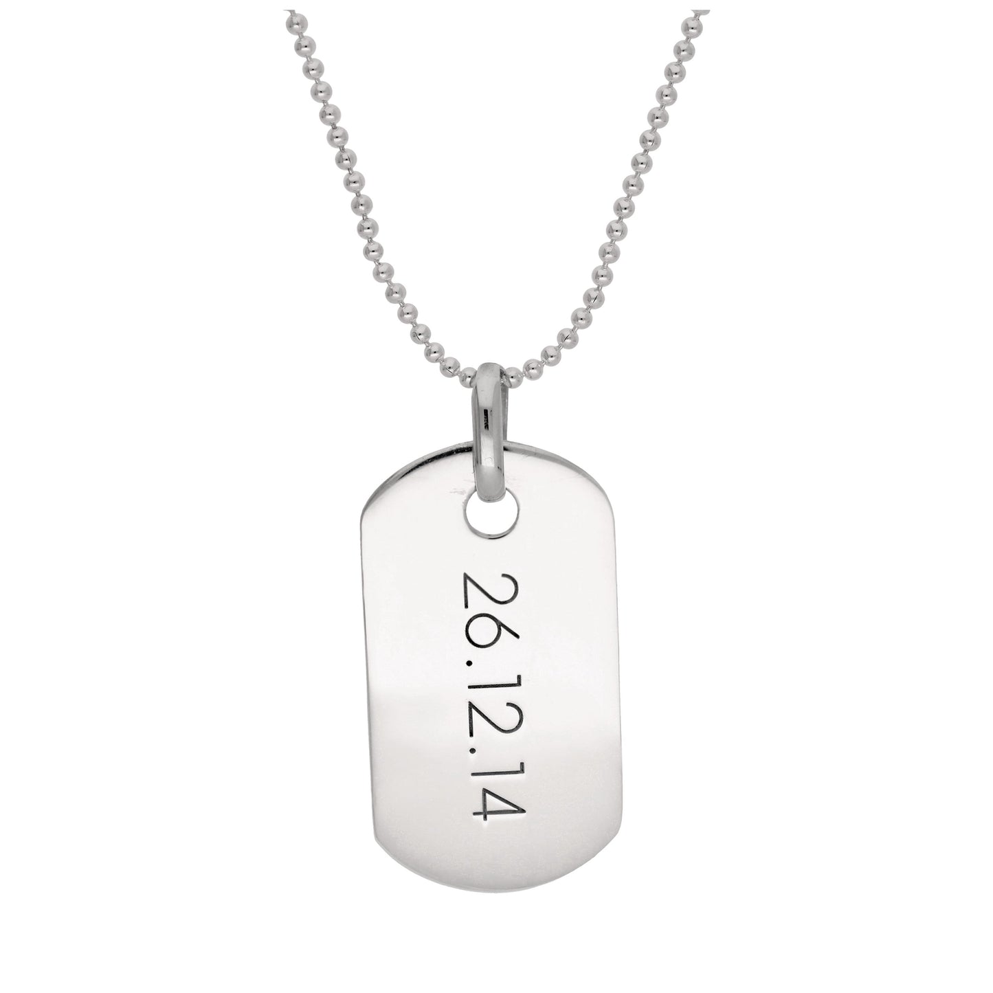 Collier avec pendentif en argent sterling avec plaque d'identité gravée