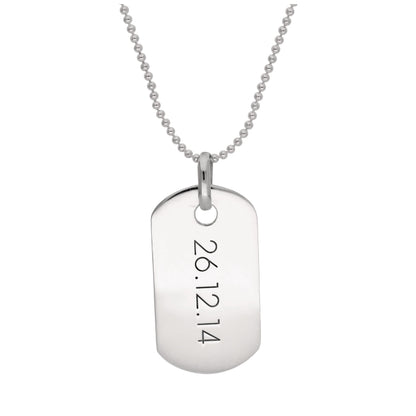 Collier avec pendentif en argent sterling avec plaque d'identité gravée