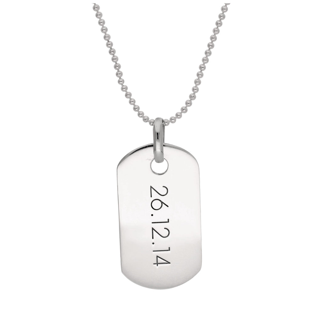 Collier avec pendentif en argent sterling avec plaque d'identité gravée
