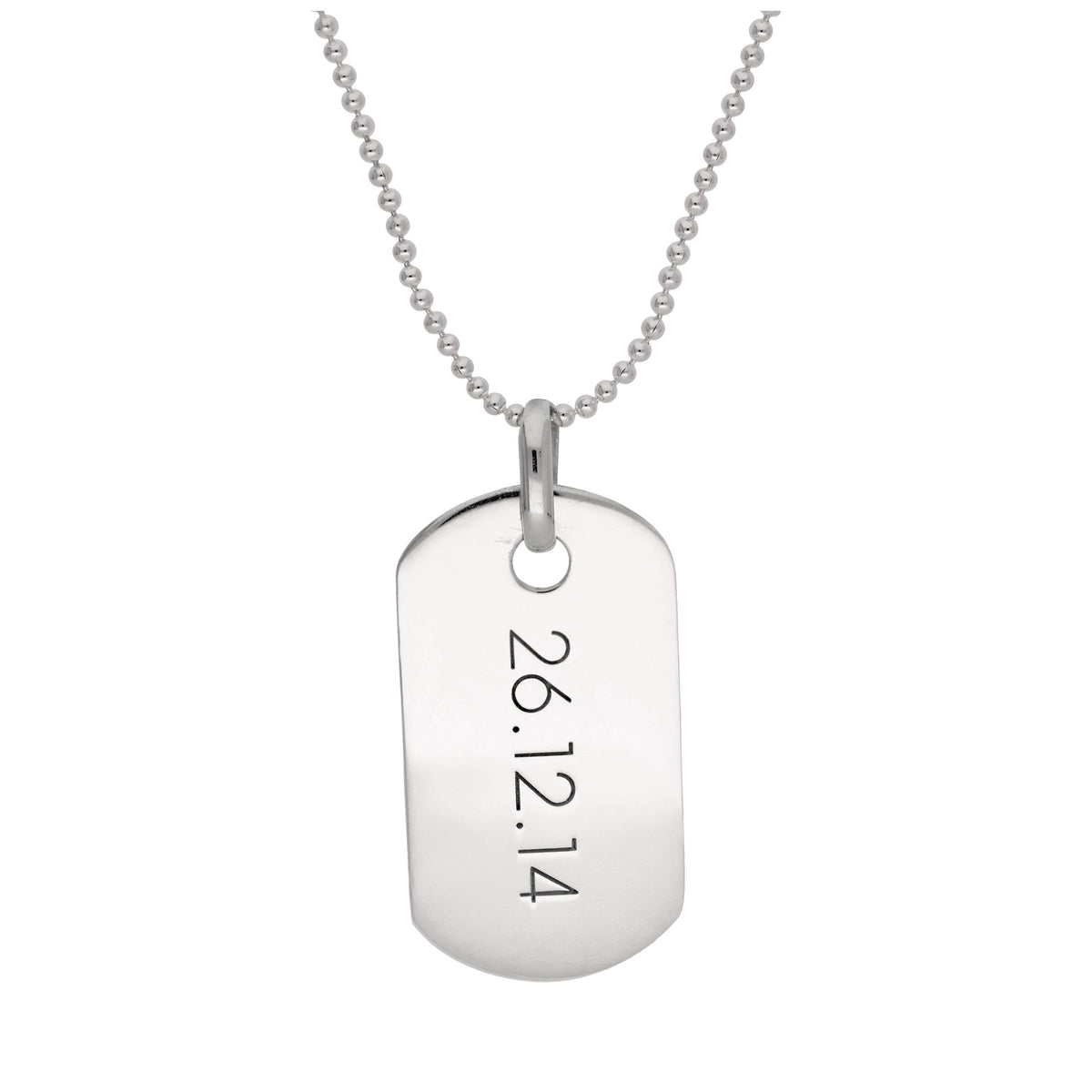 Collier avec pendentif en argent sterling avec plaque d'identité gravée