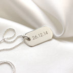 Collier avec pendentif en argent sterling avec plaque d'identité gravée